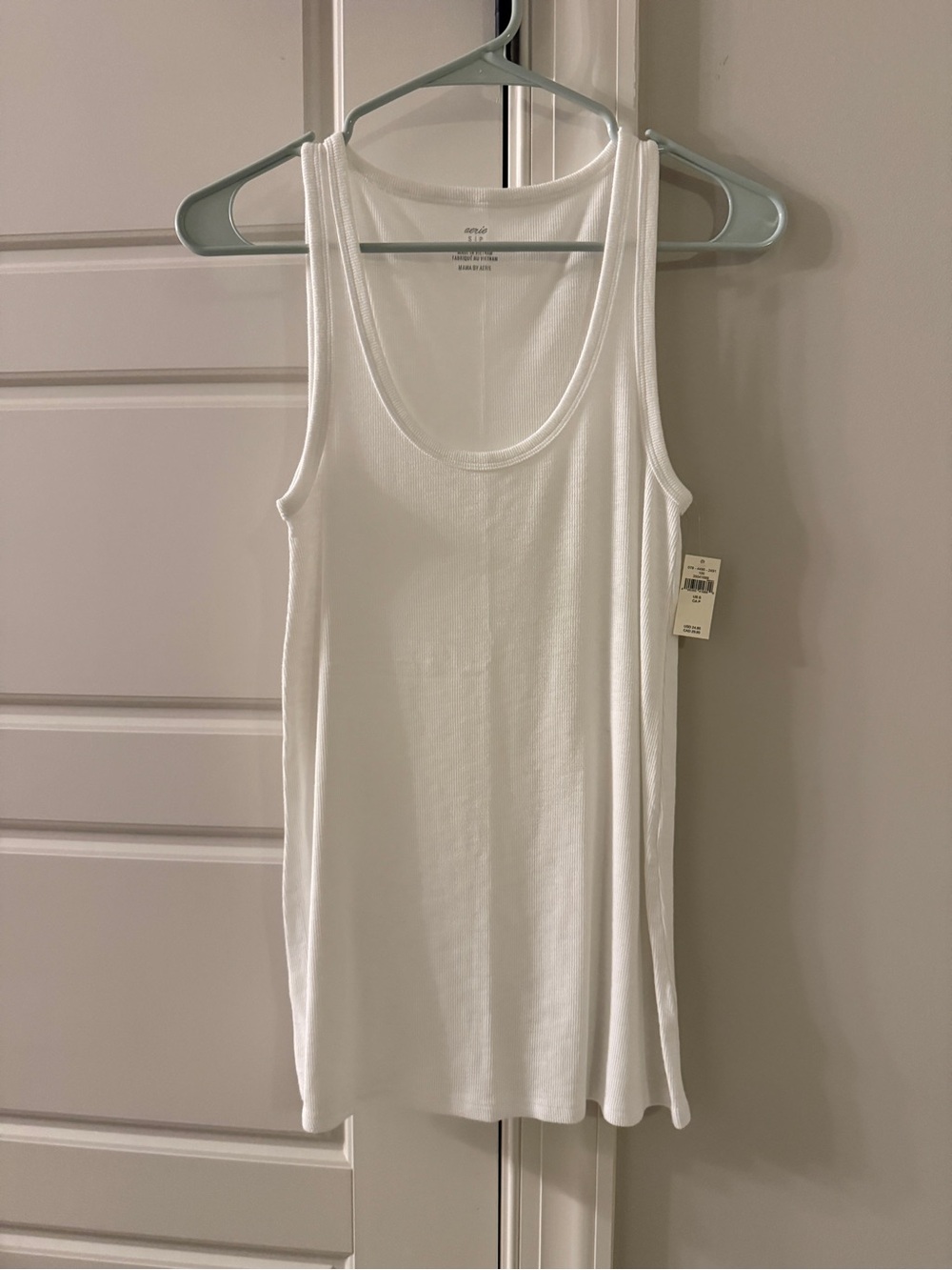 aerie White Maternity Ribbed Scoop Tank Top
